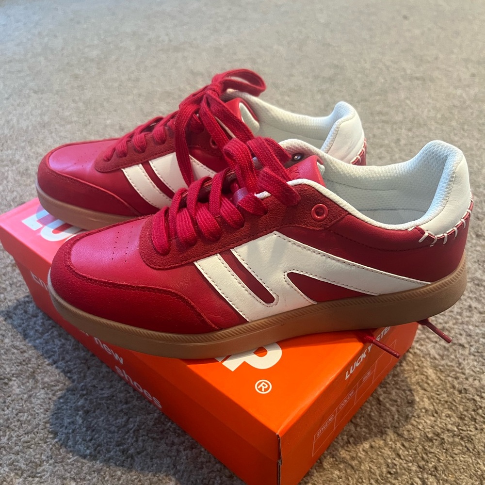 Red and White Women's Sneakers